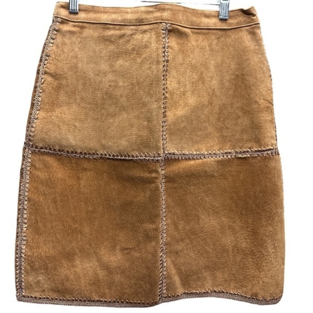 S.M.H. Vintage Suede Patchwork Mini Skirt in a Rich Brown / Orange Size 10‎